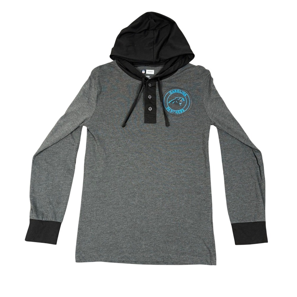 NFL Team Apparel Hoodie Mens‎ Small Gray Carolina Panthers Henley Pullover Top